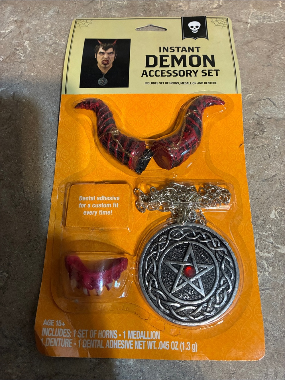 Instant Demon Accessory Set – Red & Black Horns with Medallion